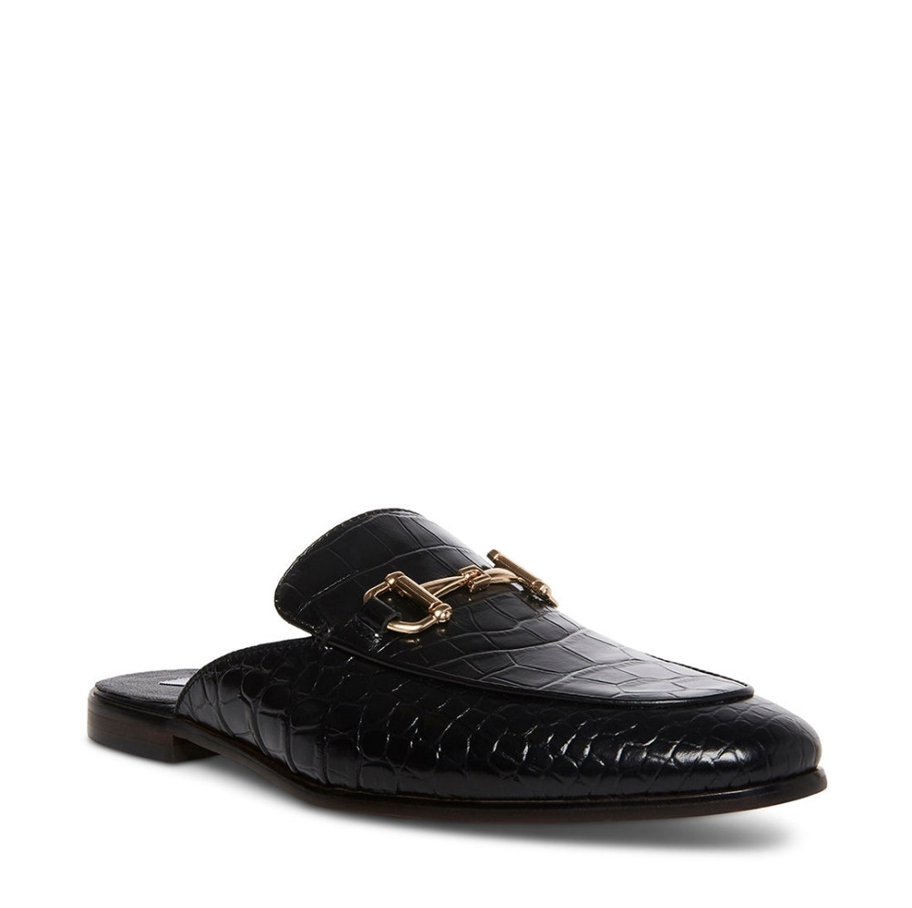 Steve Madden Men's Dazling Mule, Croco Embossed Black Leather, Size 11 NEW